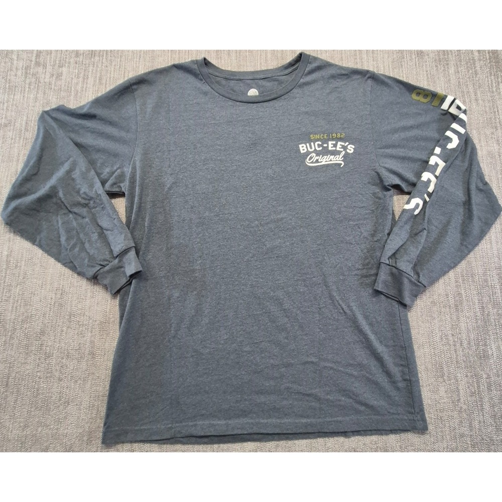 Buc-ee's men's grayish blue long sleeve 2 sided graphic t-shirt XL Original - Picture 2 of 10